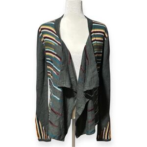 Jack by BB Dakota Gray Knit Cardigan With Colorful Pattern
